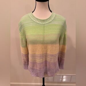 Loft Women’s Pastel Striped Ombré Sweater, size small